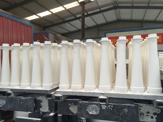Durable pulping equipment parts featuring alumina ceramic cone for low density pulp cleaning in paper mill applications